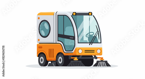 Street Sweeper Vehicle Illustration for Urban Cleaning and Maintenance.