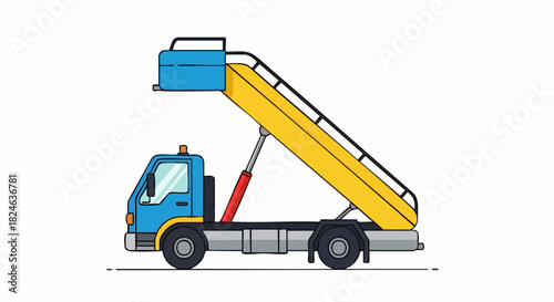 Airport passenger stair truck vector illustration isolated on white.