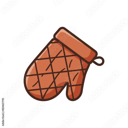 Oven Mitt Kitchen Glove  Icon on White Background Vector Art Illustration on white background.