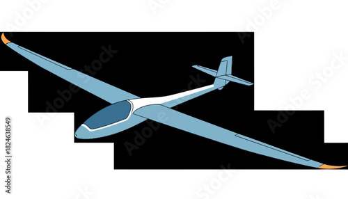 Sleek sailplane glider with long wings.
