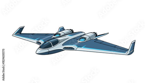 Blue Jet Airplane Illustration with Sleek Wings.
