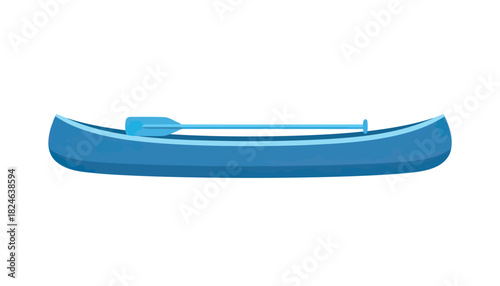 Blue Kayak Side View Isolated On White Background.