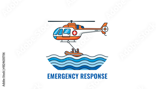 Rescue Helicopter Over Ocean During Emergency Response.
