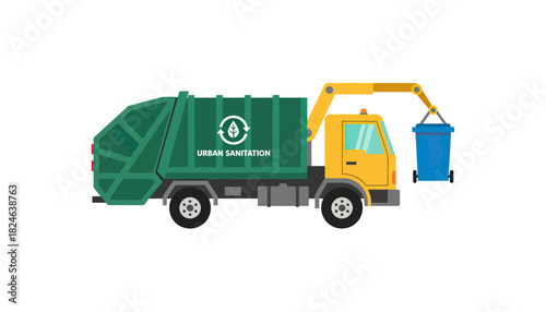 Waste collection garbage truck ready for pickup.