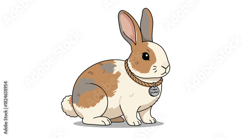 Cartoon Rabbit Illustration in Sitting Pose.