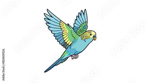 Blue Parrot in Flight with Yellow Chest.