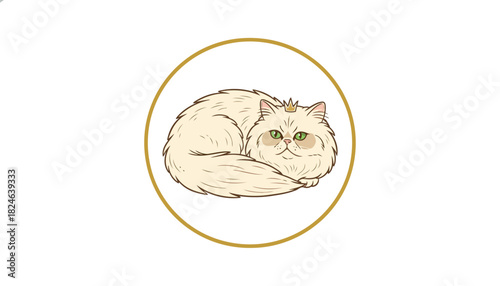 Cat curled up resting inside a circular frame.