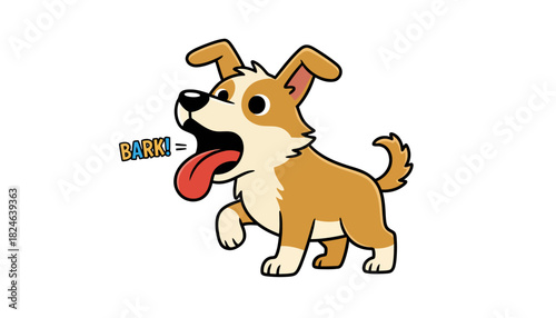Cute cartoon dog standing with tongue out.
