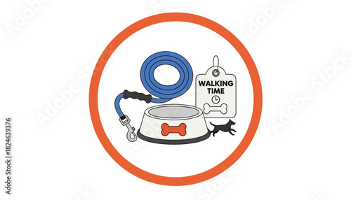 Dog leash and collar with tag.