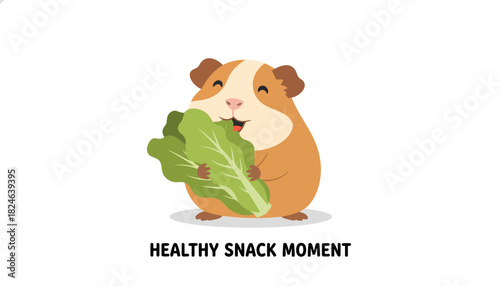 Cartoon Hamster Enjoying Fresh Lettuce Snack Moment.