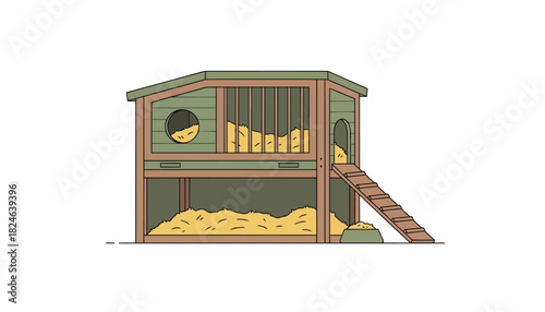 Wooden two level granary stall with bread.