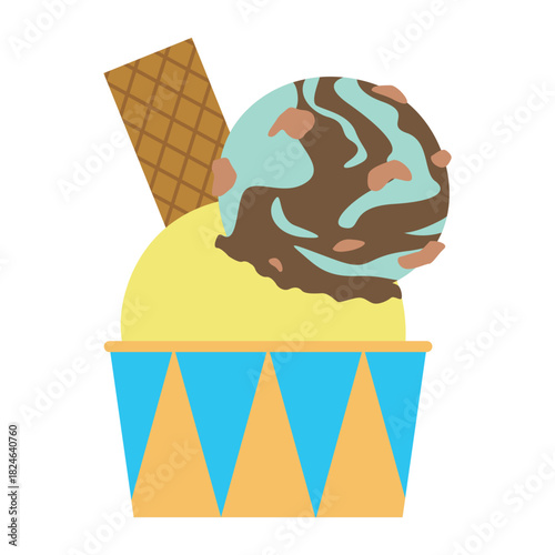 チョコミントとレモンシャーベットのカップアイス