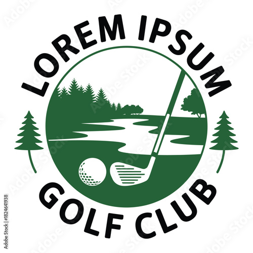 Circular vector golf club logo design with minimalist emblem