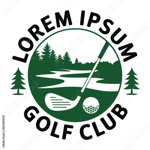 Circular vector golf club logo design with minimalist emblem