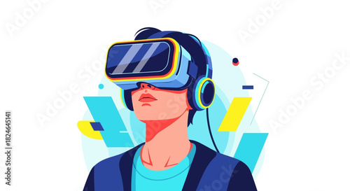 Futuristic Augmented Reality VR Headset Experience Technology Innovation Concept