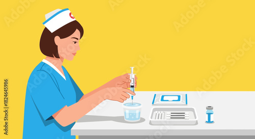 Nurse Preparing Injection Essential Healthcare Injection