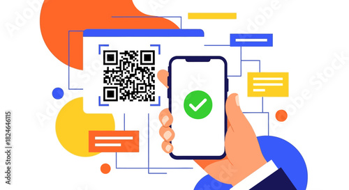Digital Verification System Scanning QR Code on Mobile