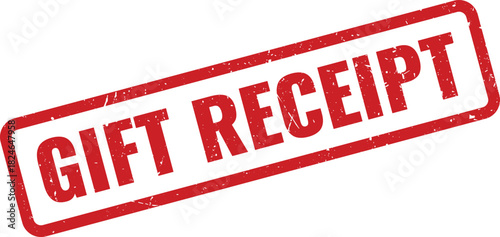 Gift Receipt grunge red rectangular rubber stamp for retail purchases