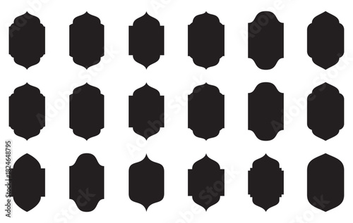 Islamic vector shape of a window or door arch. Set of vintage label and badges shape collections.. Collection of oriental style. Elegant Islamic frame shape. Vector design,