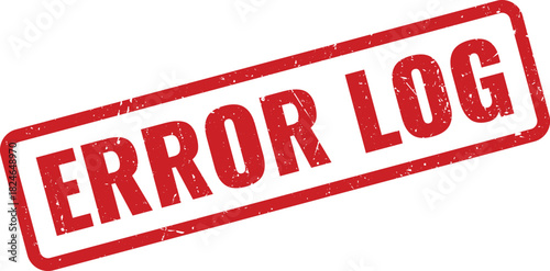 Error Log Red Grungy Rubber Stamp Mark on Isolated White Surface