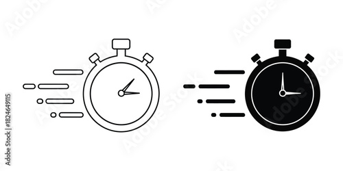 Two stopwatch icons showing time, isolated on white background