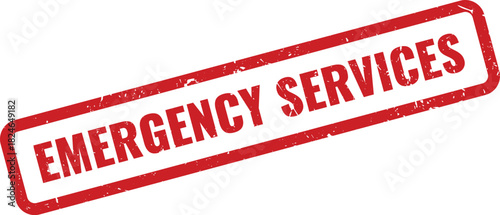 Vibrant red rubber stamp indicating EMERGENCY SERVICES for vital public safety and rapid response teams