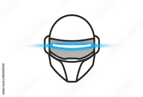 Futuristic helmet with glowing visor for gaming, technology, virtual reality and metaverse concepts - sleek, modern design element for innovative projects