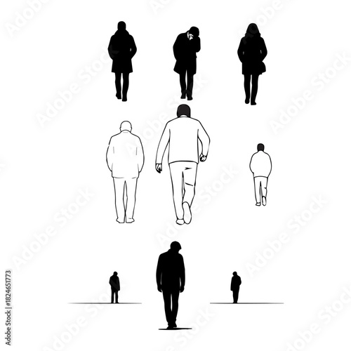 Silhouette of someone walking away, shoulders slumped, depicting departure, regret, or a new beginning.