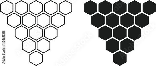 Bee and Honeycomb Icon Set. Hexagon Pattern and Structural Organization Interface. 