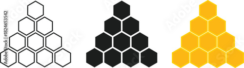 Bee and Honeycomb Icon Set. Hexagon Pattern and Structural Organization Interface. 
