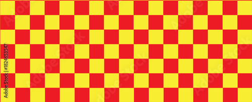 vector of panorama of red and yellow chessboard background. pattern for fashion, border, cloth, flag, wrapping paper, cover skin, table cloth, scene. flag.