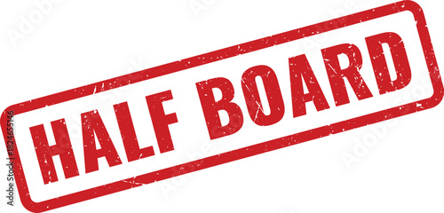 Half Board Red Rubber Stamp Symbol for Hotel Package and Meal Indication