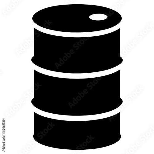 Oil barrel drum silhouette icon for fuel energy industry storage concept