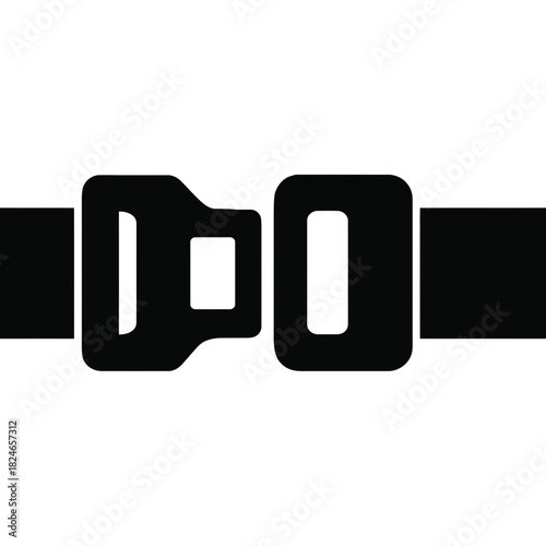 Fastened seat belt buckle icon silhouette for car safety passenger transport