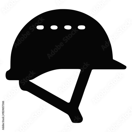 Military combat helmet silhouette safety protection icon vector graphic