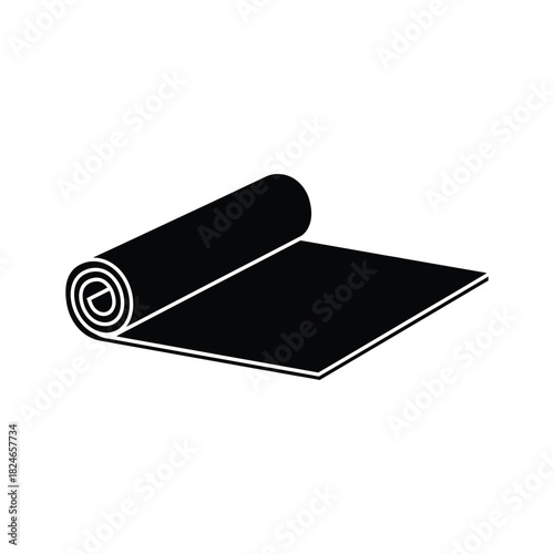 A rolling mat silhouette vector art illustration