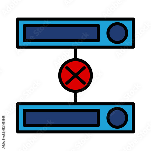 Storage Transmission Disable Disk Blue Base Color Hard disk Internet HDD SSD Memory Cloud Link Computer Icon Logo Floppy Line Art Outline Illustration Elements
