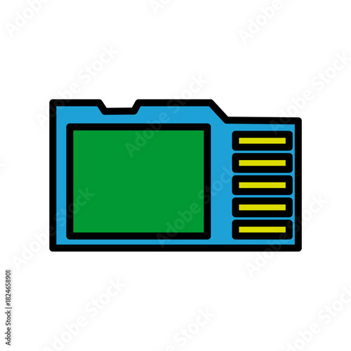 Storage Disk Card Blue Base Color Hard disk HDD SSD Memory Cloud Link Computer Icon Logo Floppy Line Art Outline Illustration Elements

