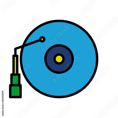 Storage Disk Data Disk Blue Base Color Hard disk HDD SSD Memory Cloud Link Computer Icon Logo Floppy Line Art Outline Illustration Elements
