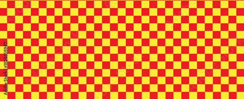 vector of panorama of red and yellow chessboard background. pattern for fashion, border, cloth, flag, wrapping paper, cover skin, table cloth, scene. flag. vector