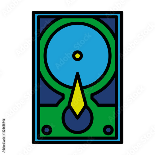 Storage Disk Data Disk Blue Base Color Hard disk HDD SSD Memory Cloud Link Computer Icon Logo Floppy Line Art
