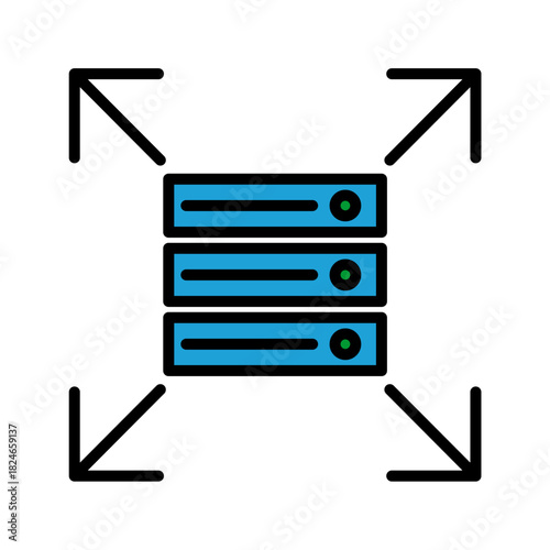 Storage Expansion Disk Disk Blue Base Color Hard disk HDD SSD Memory Cloud Link Computer Icon Logo Floppy Line Art
