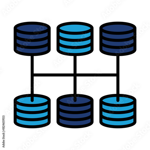 Storage Bus Topology Disk Blue Base Color Hard disk HDD SSD Memory Cloud Link Computer Icon Logo Floppy Line Art
