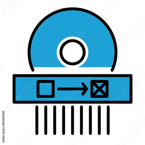 Storage Destroy Data Disk Blue Base Color Hard disk HDD SSD Memory Cloud Link Computer Icon Logo Floppy Line Art
