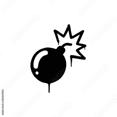 Stylized black bomb explosion with graffiti drip effect