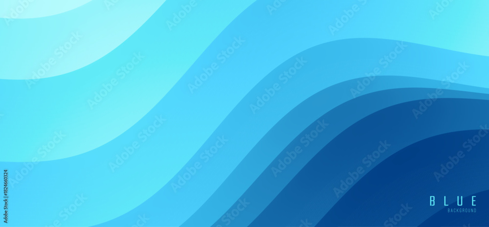 Obraz premium Blue abstract background. Water surface. Sky with clouds. Landscape with mountains. Vector illustration for design.