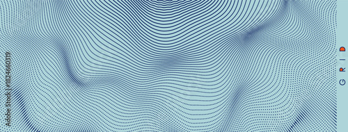 Background with convex forms. Grid surface. Vibrant trendy texture. 3d network design with particles. Cover design template. 3d dynamic vector illustration for banner, flyer, poster or brochure.