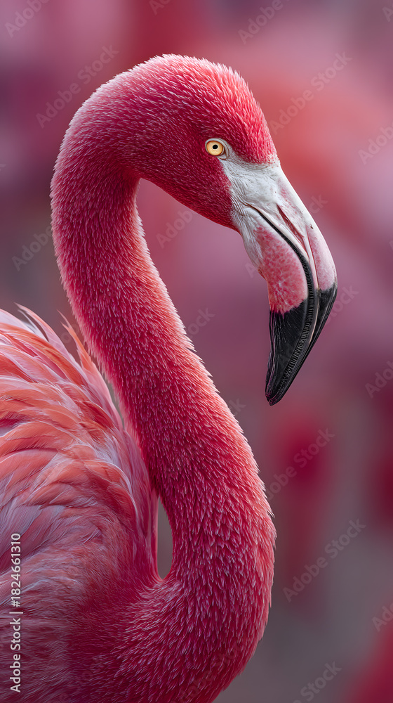 Obraz premium Ultra realistic macro photo of a flamingo with rich pink feathers