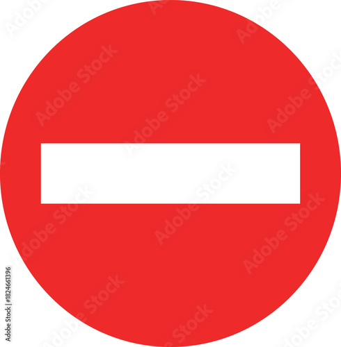 A red circular sign with a white horizontal bar in the center, indicating a stop or no entry.