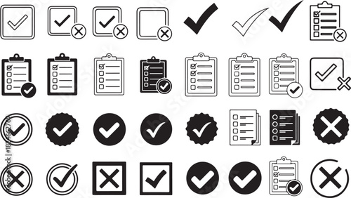 Checklist vector icon set checkmarks vector cross symbols design.eps